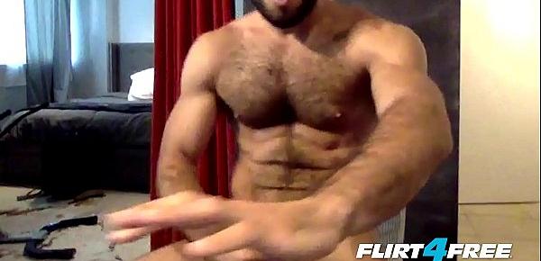 Flirt4Free Guys Cam Hunk Diego Sans Sprays His Thick Load On His Hairy Chest